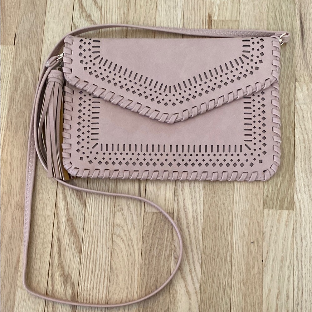 Chic Pink Clutch with Woven Detailing